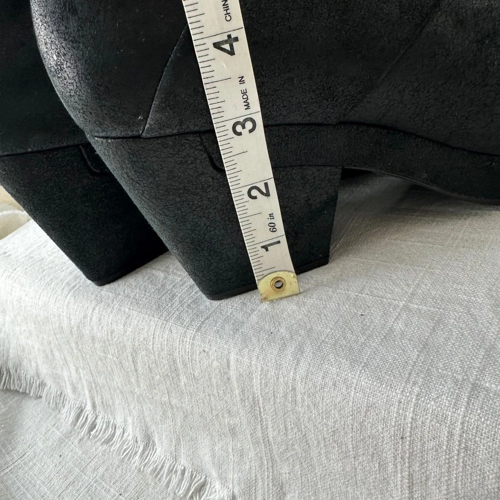 Eileen Fisher Black Suede Platform Block Heel Ankle Boots‎ Women's Size 10